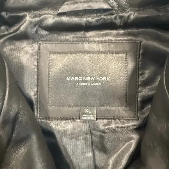 Andrew Marc Felix Leather Moto Jacket Women’s XL Black Asymmetrical Zip - Picture 6 of 11